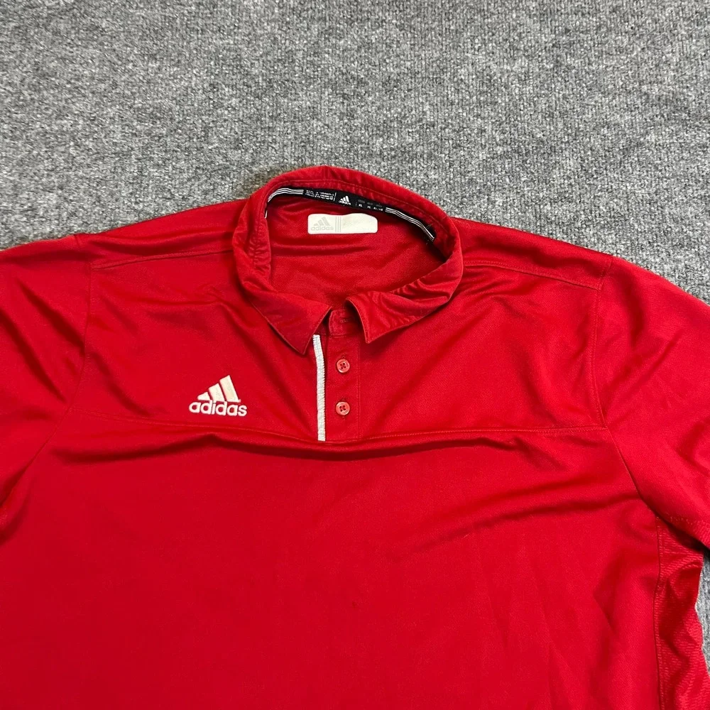Adidas Polo Mens Size XL Red Climacool Athletic Short Sleeve Golf Shirt